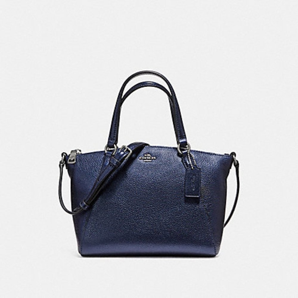 Coach Mini Kelsey Satchel Crossbody Metallic Navy/Blue